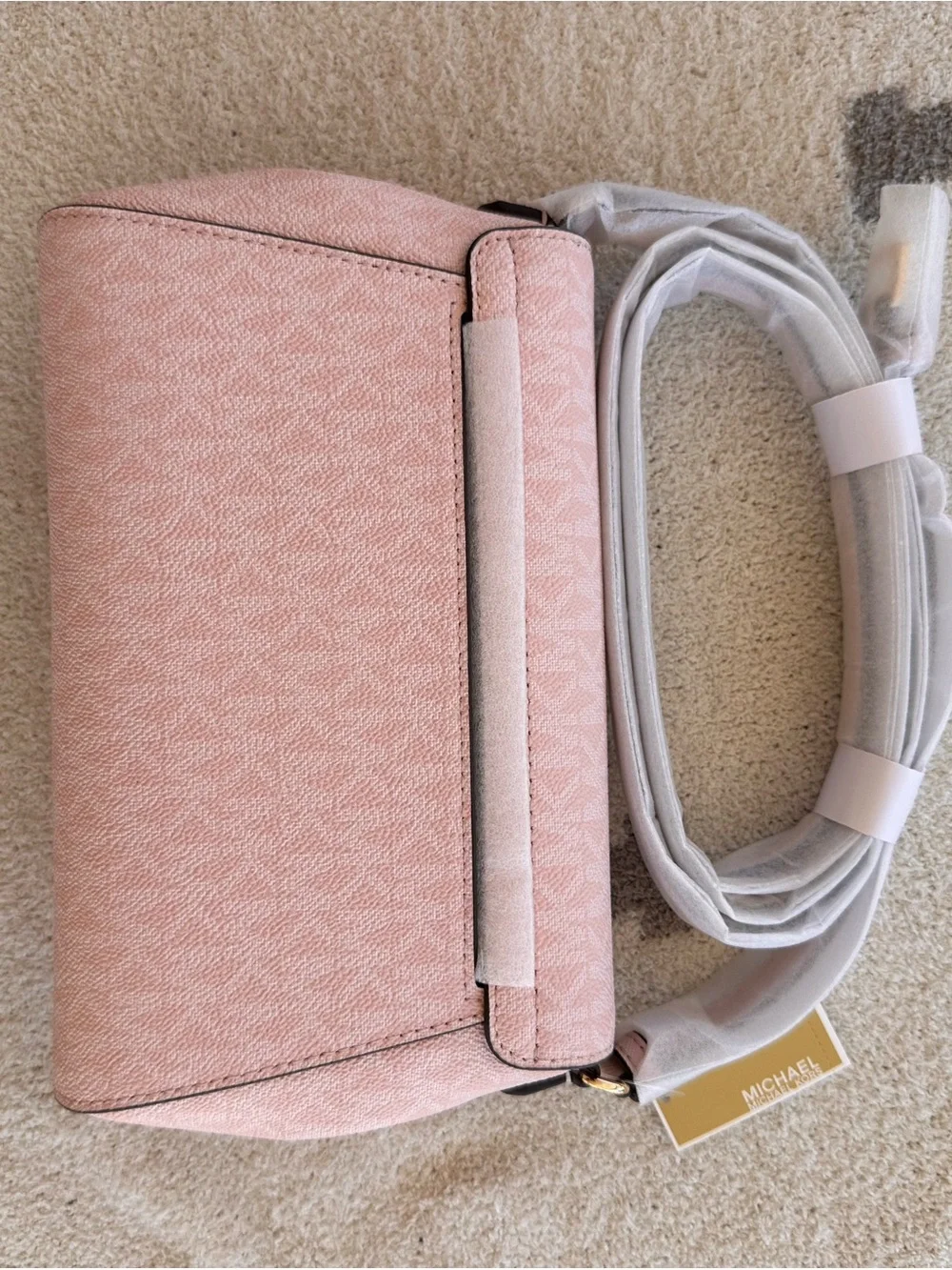 Michael Kors Blush Pink Signature Crossbody with Gold Logo NWT